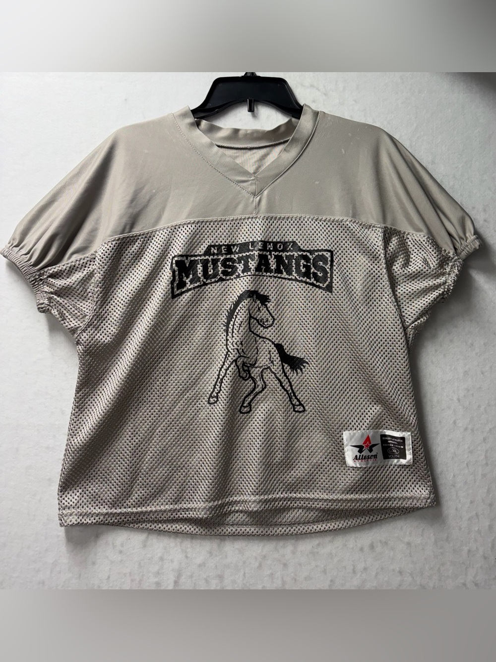 Alleson Athletic Gray MUSTANGS Mesh Football Practice Jersey Youth large  L/XL